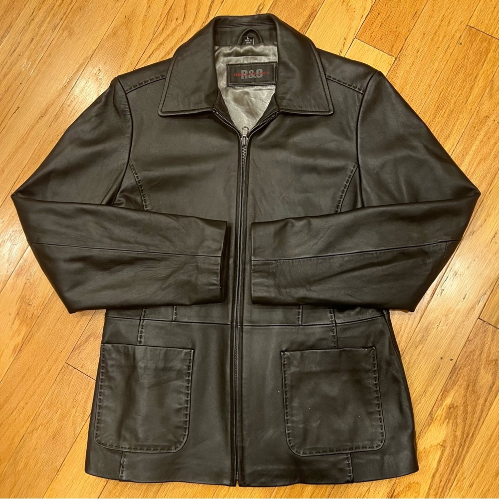 Black 100% Leather Jacket By Reilly Olmes (R&O) Size L Men